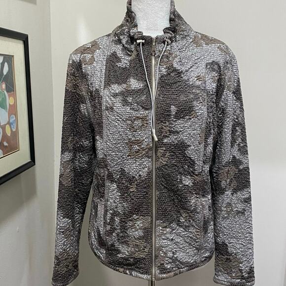 Ruby Rd Zip Front Jacket Size 14 Grey and Brown Abstract Pattern - Picture 6 of 10